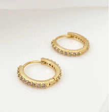 Load image into Gallery viewer, Cubic Zirconia Huggie Hoops - Gold