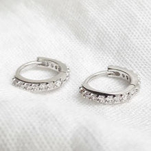 Load image into Gallery viewer, Cubic Zirconia Huggie Hoops - Silver