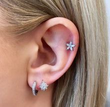 Load image into Gallery viewer, Cubic Zirconia Huggie Hoops - Silver