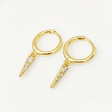 Load image into Gallery viewer, Spear Drop Charm Hoops - Gold