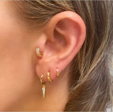 Load image into Gallery viewer, Spear Drop Charm Hoops - Gold