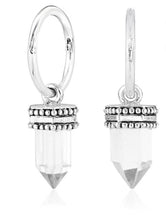 Load image into Gallery viewer, Beaded Clear Quartz Hoops