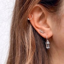 Load image into Gallery viewer, Beaded Clear Quartz Hoops