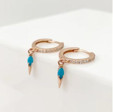 Load image into Gallery viewer, Sia Turquoise Drop Huggies