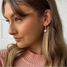 Load image into Gallery viewer, Victoria Pearl Drop Hoops