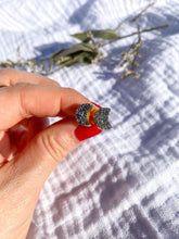Load image into Gallery viewer, Silver Druzy Crescent Moon