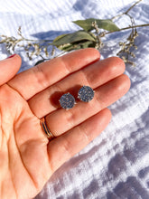 Load image into Gallery viewer, Silver Round Druzy Crystal Studs