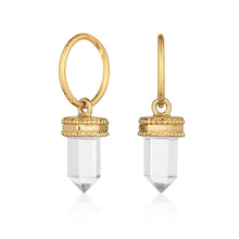 Load image into Gallery viewer, Beaded Clear Quartz Hoops - Gold
