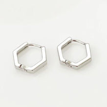 Load image into Gallery viewer, Geometric Huggie Earrings - Silver
