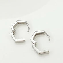 Load image into Gallery viewer, Geometric Huggie Earrings - Silver
