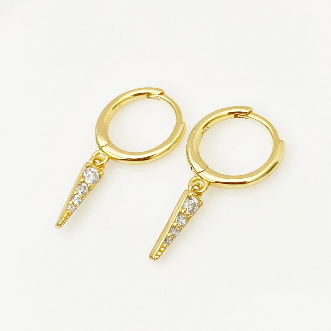 Spear Drop Charm Hoops - Gold