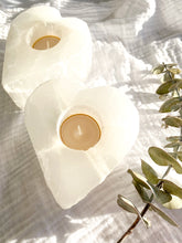 Load image into Gallery viewer, Selenite Heart Candle Holder
