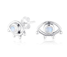 Load image into Gallery viewer, Evil Eye Moonstone Studs
