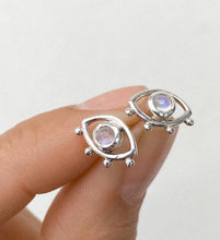 Load image into Gallery viewer, Evil Eye Moonstone Studs
