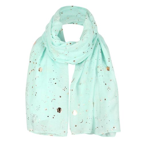 Rose Gold Foil Celestial Scarf - Mint Green