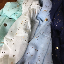 Load image into Gallery viewer, Rose Gold Foil Celestial Scarf - Mint Green
