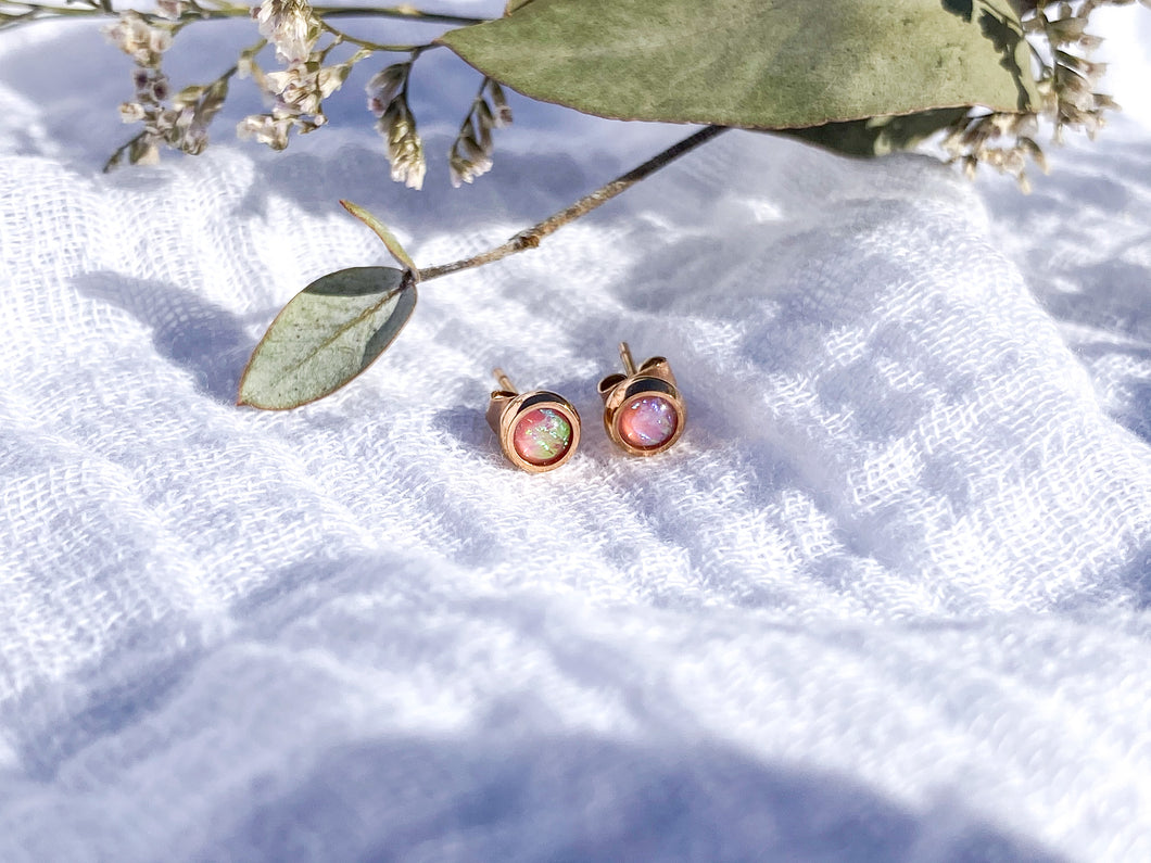Pink Opal Studs in Rose Gold