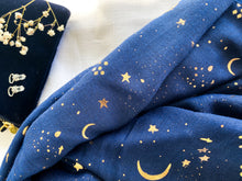 Load image into Gallery viewer, Rose Gold Foil Celestial Scarf - Midnight Blue

